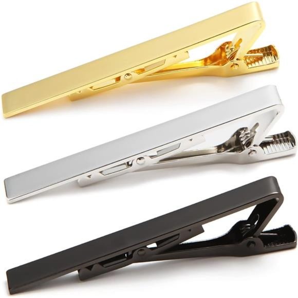 Tie Clip 3Pcs Gold Silver Black, Classic Tie Clips for Men Business - Picture 1 of 7